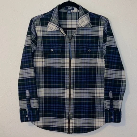 CHAPS Tartan 💯 Cotton Shacket Sz. MD - Picture 2 of 16